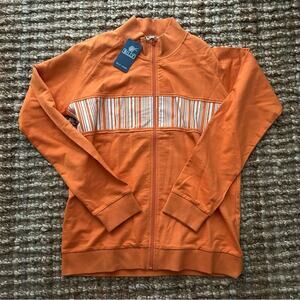 Billy Jeans Y2K Track Jacket Orange Striped Full Zip 100% Cotton Men L NWT